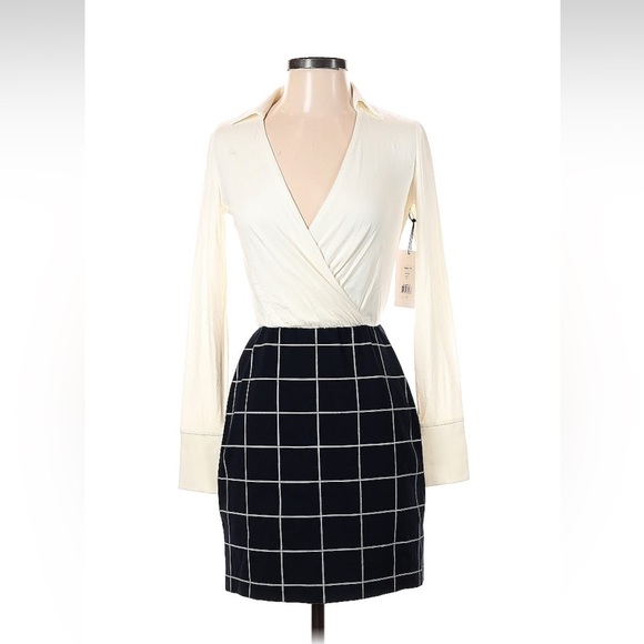 NWT Bailey 44 navy plaid and ivory dress size XS - Picture 2 of 3